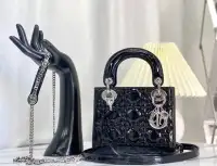 New Black Patent Leather Di0r Mini Lady Bag