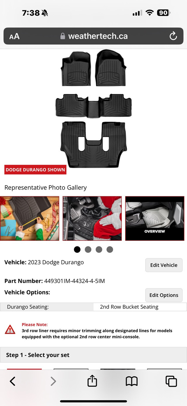 Dodge Durango WeatherTech Mats Full Set in Other Parts & Accessories in Sarnia