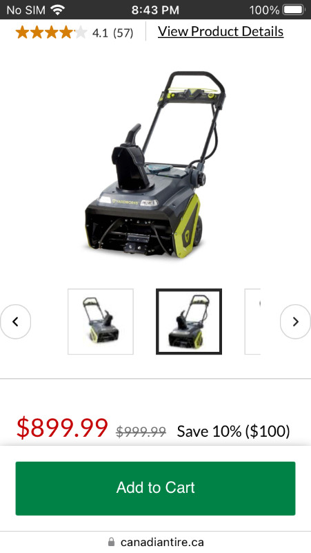 Yardworks 96V Cordless Snowblower ”Battery/Charger not Included” in Lawnmowers & Leaf Blowers in Hamilton - Image 3