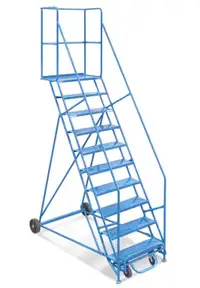 10 Step Rolling Safety Ladder with 15" Top Step
