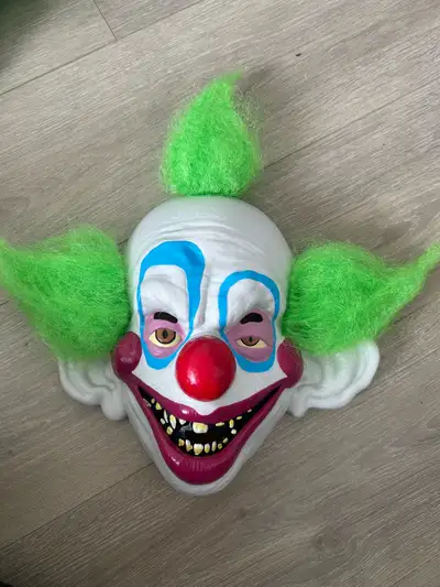 Scary Clown Mask with Green Hair, View more