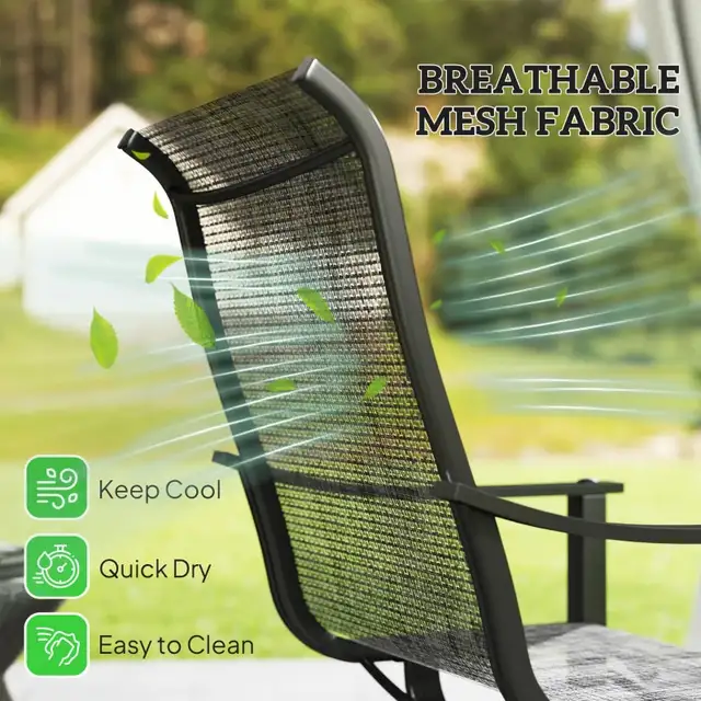 2pc Rocking Swivel Patio Chairs, Mesh Outdoor Swivel Dining in Chairs & Recliners in Markham / York Region - Image 6