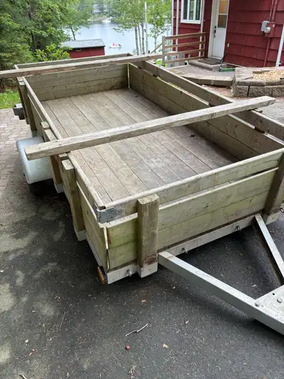 Marathon frame with 1,000lb axel and a homemade box. Very versatile and sturdy. 6 pop up tie downs i...