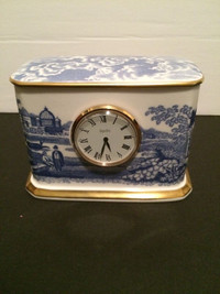 Mini Clock - Spode Blue Italian - Rectangular - Bone China