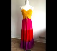 Red carpet vintage haute Couture multi  chiffon Long dress