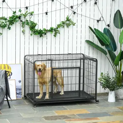 49" x 30" x 32" Folding Dog Crate Heavy Duty Cage Extra Large, View more