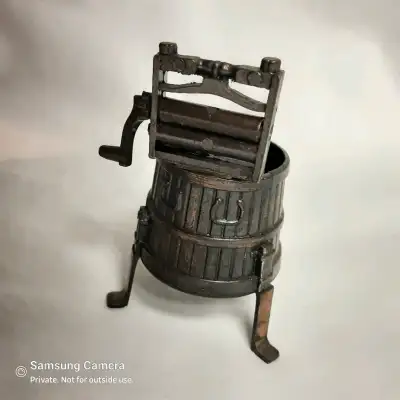 Miniature bronze wash tub and ringer, Durham Industries, #10, View more