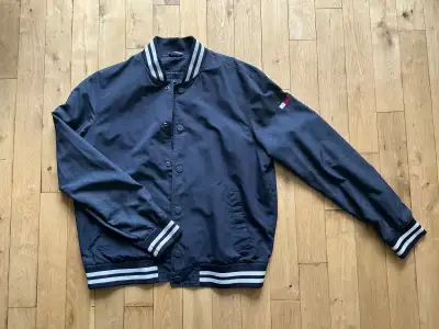 TOMMY HILFIGER Varsity Jacket - Men - Navy blue - Size: Large. As-new condition. Asking $40. Pick-up...