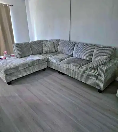 L Shaped Corduroy Sectional Sofa with Storage Chaise Lounge on S, View more