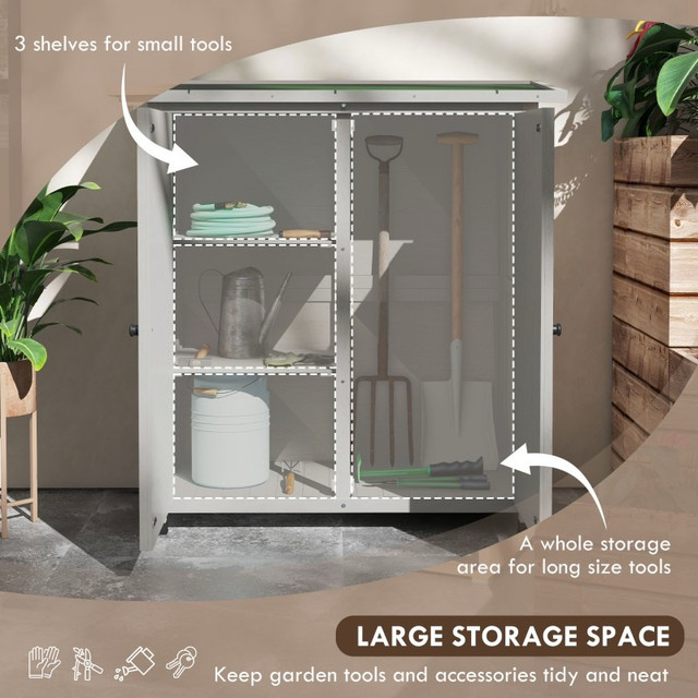 Wooden Garden Storage Shed Fir Tool Cabinet Organizer with Aspha in Outdoor Tools & Storage in Markham / York Region - Image 4