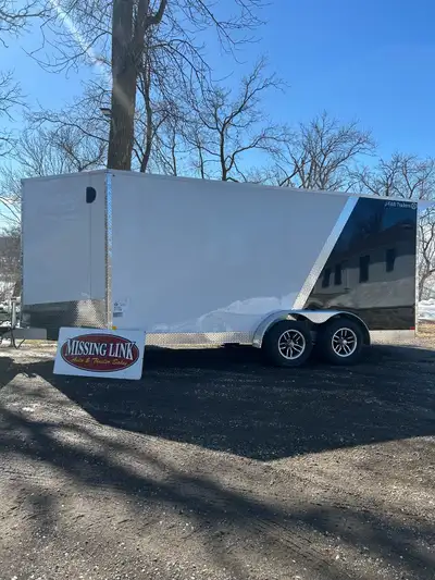 2026 , 7x16 Enclosed trailer, 19’3” nose to tail, two tone black and white . 6’8” (80”) ,interior he...