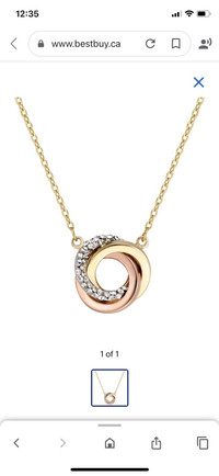 Love Knot in 10K Tri-Tone Gold with Cubic Zirconia NEW