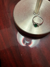 Women’s Sterling Silver ring emerald birthstone for $50. Size 9