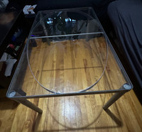 Glass with steel frame  coffee table 