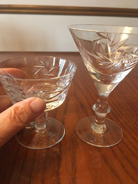 Set of crystal 8 champagne/desert and 8 martini