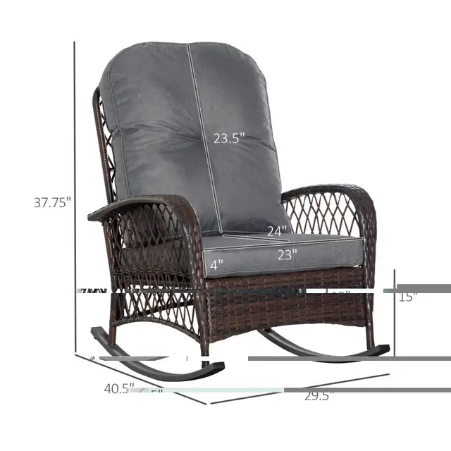 Rattan Rocking Chair, Outdoor Wicker Patio Rocker Chair Furnitur in Chairs & Recliners in Markham / York Region - Image 3