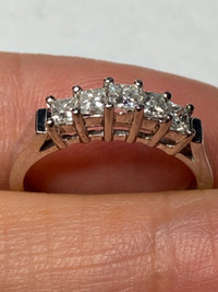 Beautiful Sparkling Diamond Princess Cut Ring, Appraised