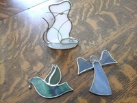Stain Glass Angel, Peace Dove and Cat (3)