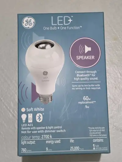 GE LED A21 Bulb with Bluetooth Speaker, View more