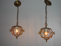 Petites lampes suspendues, cage de métal doré, style romantique