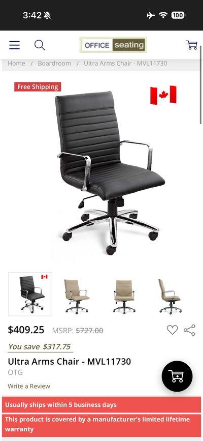 Normally $400 office chair selling for $20 OBO, View more