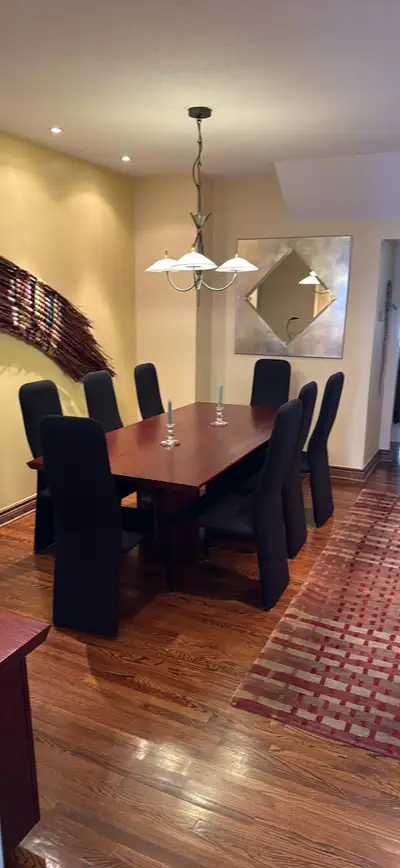 Dining Room Table, Chairs, and Side Board Buffet - Ten piece set The table measures 84 inches x 40 i...