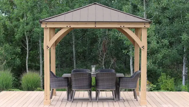 BRAND NEW IN BOX 10 FT x 10 FT YARDISTRY MERIDIAN GAZEBO $2900 in Patio & Garden Furniture in Windsor Region - Image 3