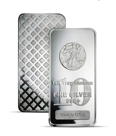 10oz WALKING LIBERTY .999 fine SILVER BARS