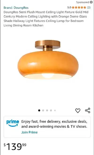 DoungRos Semi Flush Mount Ceiling Light (bulb included), View more