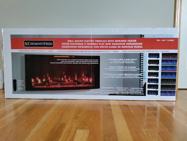 ChimneyFree 48" Wall Mount Electric Fireplace w Infrared Heater. in Fireplace & Firewood in Calgary