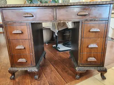 Chair and small pine office desk, View more