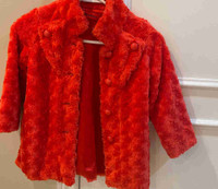 Faux red fur coat for kids