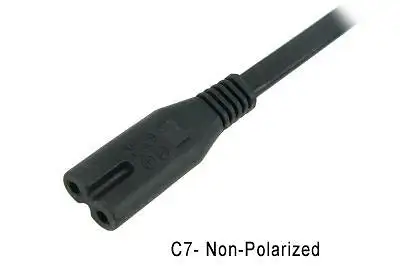 French power cord 2 slot C7 Non-Polarized 5 feet long, View more