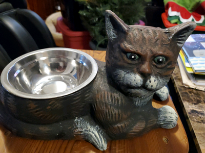 Brand New in Box Metal Cat Bowl, View more
