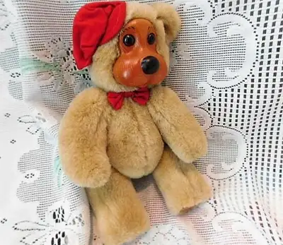 12'' WOOD FACE & FEET DARK BROWN/BLONDE  RAIKES BEAR,TAGS CHOICE, View more