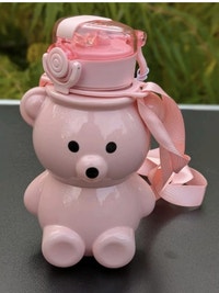Pink Bear Drink Bottle with Straw, Leak Proof Lid & Strap-New Oakville / Halton Region Toronto (GTA) Preview