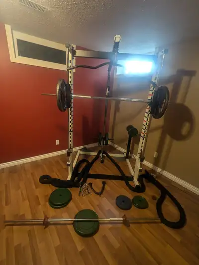Weight training power cage + weights, View more