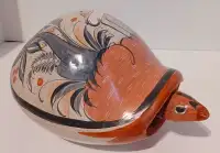 Folk Art Ceramic Turtle w/ Floating Bobble Head Tonala Mexico VG