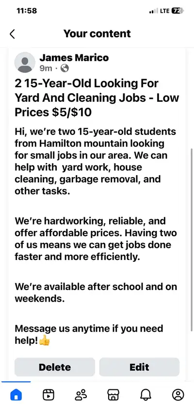 2 15-Year-Old Looking For Yard And Cleaning Jobs - LowPrices $5, View more