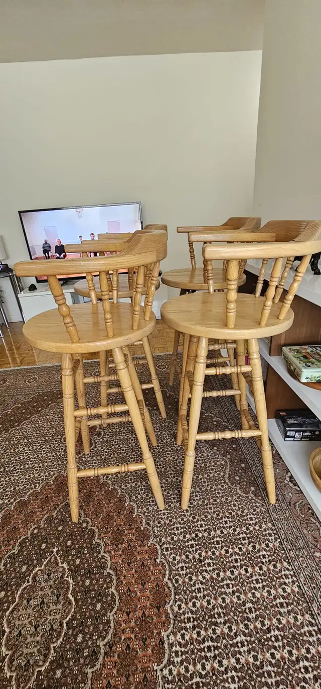 Wooden Swivel Bar Stool with Backrest in Chairs & Recliners in Markham / York Region - Image 8