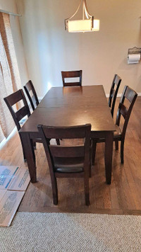 Wood dining table with chairs