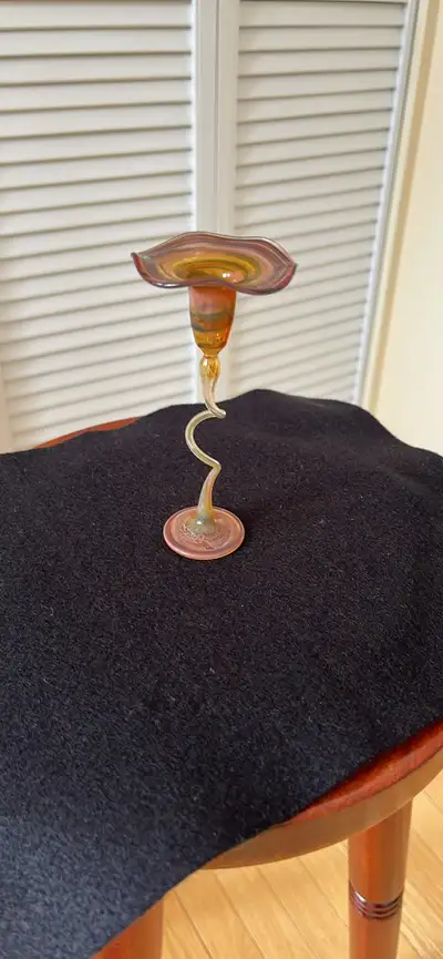 Vintage Glass-blown Candle Holder, View more