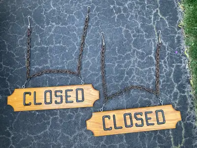 • Custom Vintage Hardwood Closed Signs • Great for Buisness restaurant church • In great shape • Com...