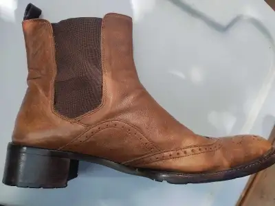 Italian short leather slip on boots for women, View more