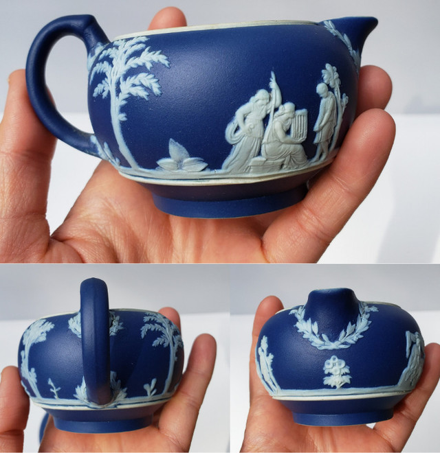 Vintage Wedgwood Cobalt Blue Jasperware Greeks Motif Tea Set in Arts & Collectibles in City of Toronto - Image 3