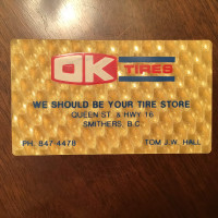 Vintage OK TIRES Smithers BC Advertising Wallet Card