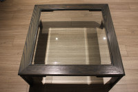 GLASS & WOOD COFFEE TABLE MIDNIGHT BLUE