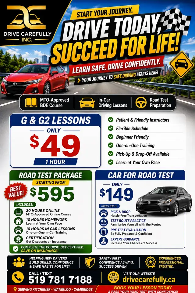 G, G2 Driving Lessons and Road Test475023308017510401