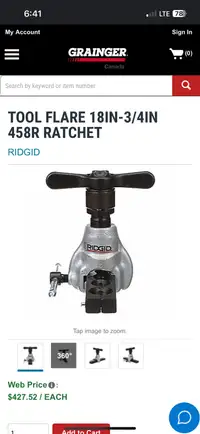 RIDGID 458R RATCHET TOOL FLARE 1/8in-3/4in 
