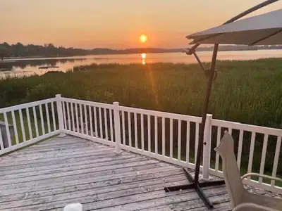 LB 28 at Bailey's Bay for Sale! Direct water view Huron Ridge 12' x 45' Park Model Two decks front a...